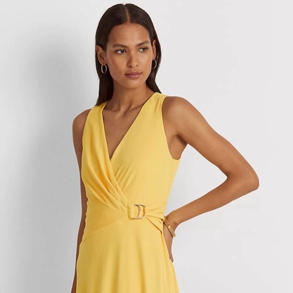 NWT Lauren by Ralph Lauren Le Transition Full length Dress Yellow Gown 8